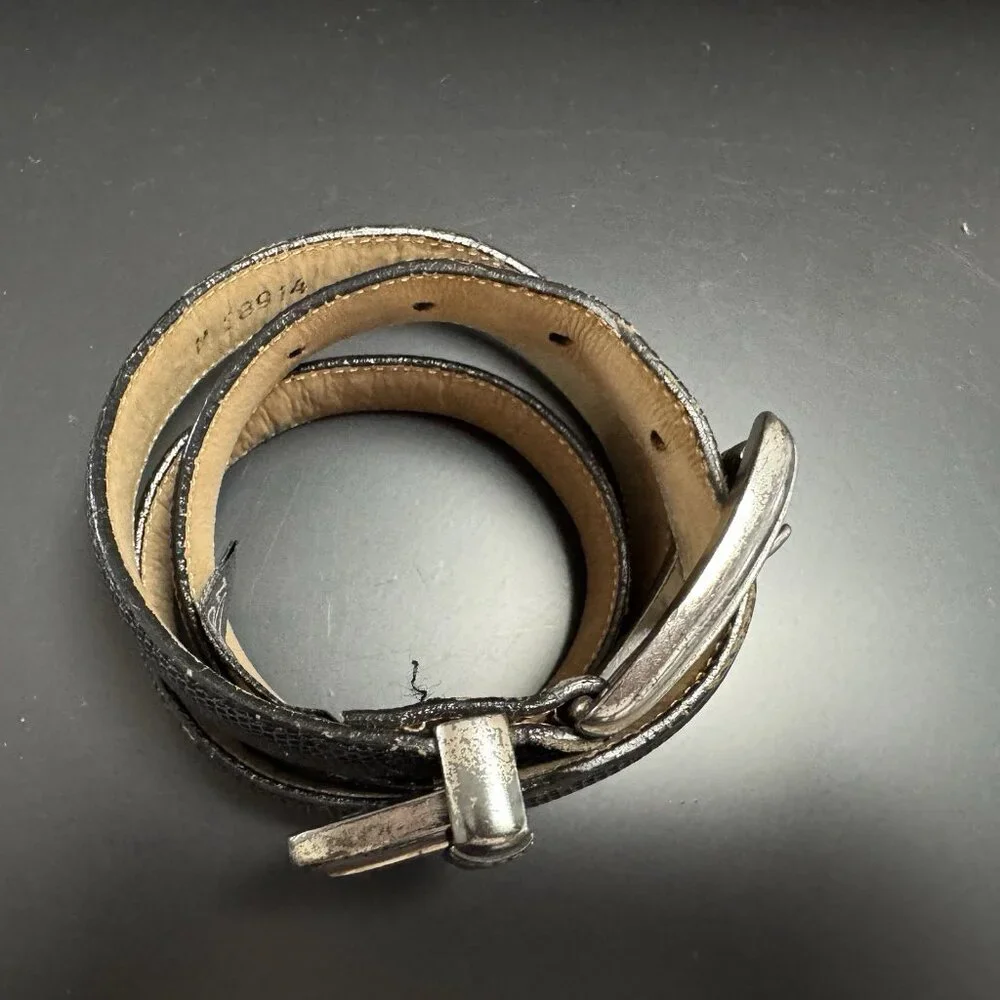 Brighton Gray‎ Leather Snakeskin Western Belt Metal Distressed Buckle M Grunge